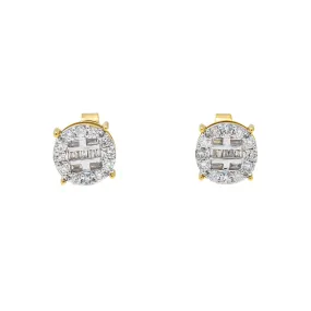 10K GOLD BAGUETTE AND ROUND DIAMOND EARRINGS 0.56 CTW