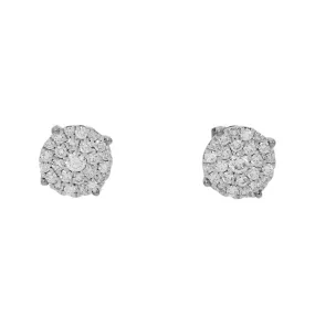 10K GOLD ROUND DIAMOND CLUSTER EARRINGS 1.07 CTW