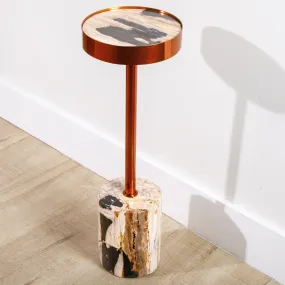 25 Black Petrified Wood Drink Table with Cylinder Base