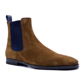 41-330-CGN AVVIO Sueded Goatskin & Crocodile Chelsea Boot, Cognac