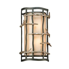 Adirondack 2 Light Wall Sconce- Graphite and  Silver Leaf