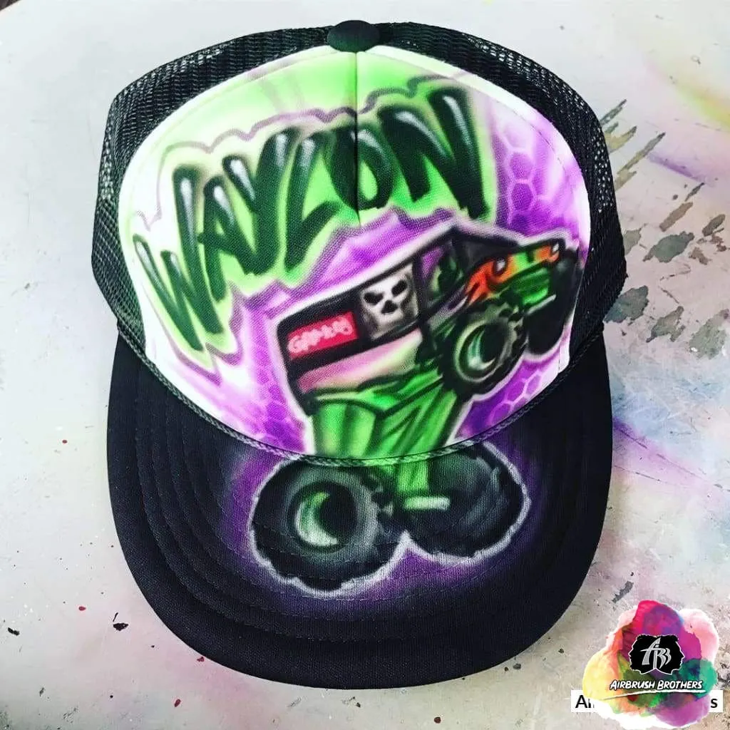 Airbrush Monster Truck Hat Grave Digger Design