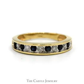 Alternating Diamond & Sapphire Wedding Band in 10k Yellow Gold