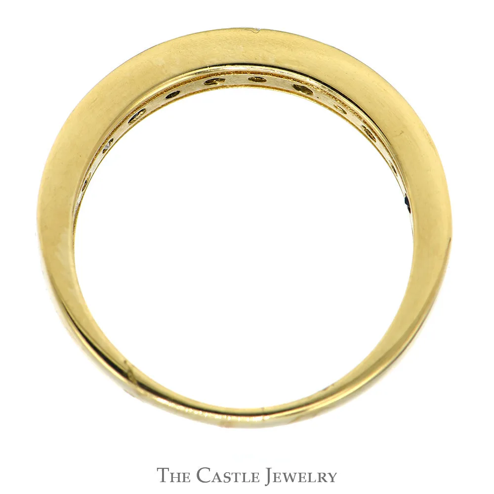 Alternating Diamond & Sapphire Wedding Band in 10k Yellow Gold