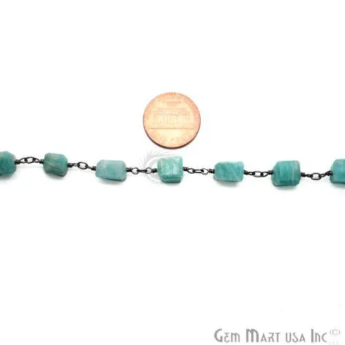 Amazonite Large Beads Oxidized Wire Wrapped Rosary Chain