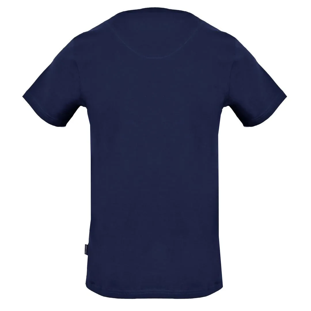 Aquascutum Check Aldis Crest Navy Blue T-Shirt