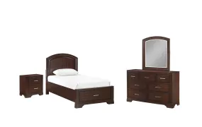 Arista 6-Piece Twin Storage Bedroom Package - Brown Cherry