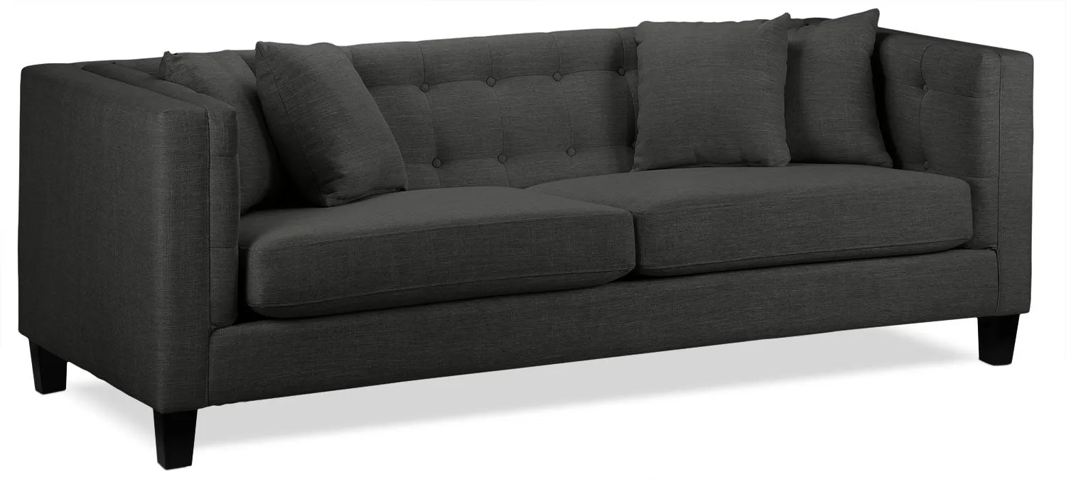 Astin Sofa and Loveseat Set - Dark Grey