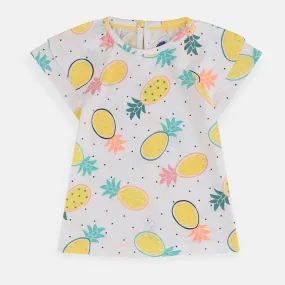 Baby C Pineapple Doted White Shirt 6543