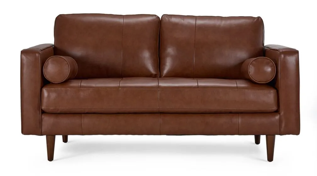 Bari Leather Loveseat - Cobblestone