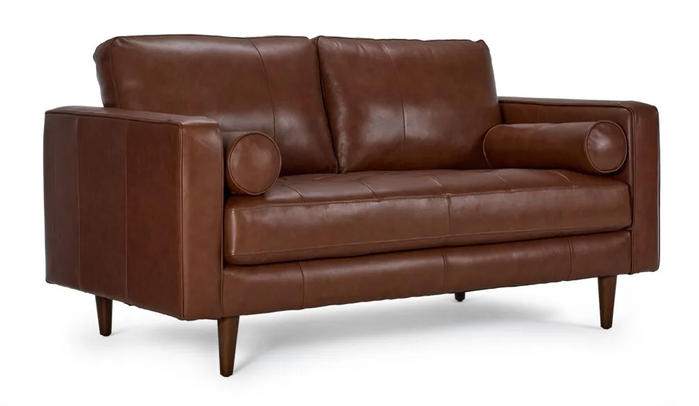 Bari Leather Loveseat - Cobblestone