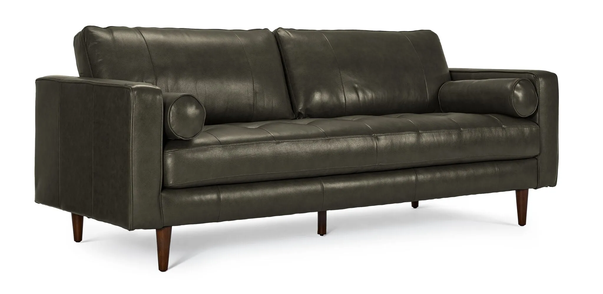 Bari Leather Sofa and Loveseat Set - Charcoal