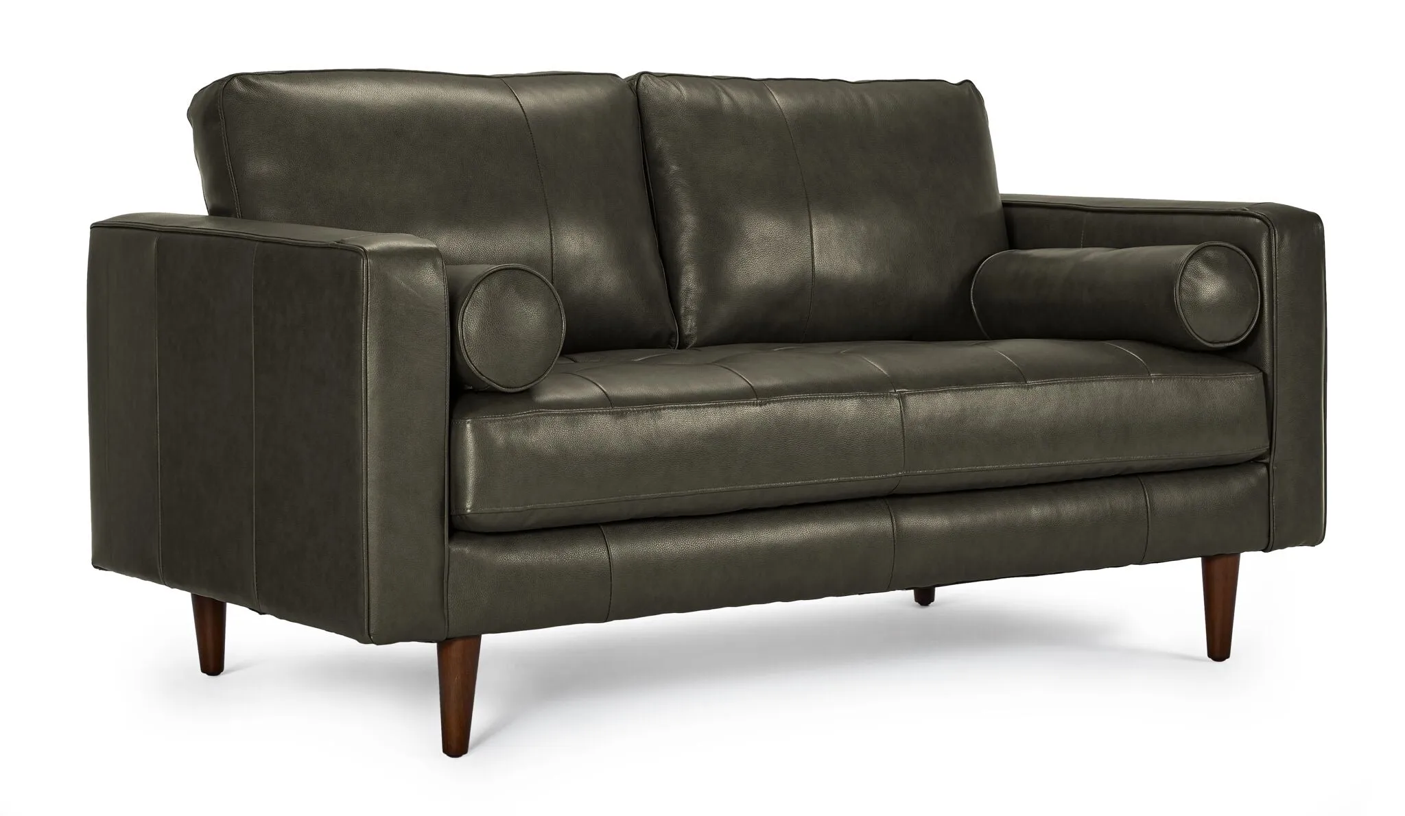 Bari Leather Sofa and Loveseat Set - Charcoal