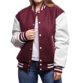 Baseball Jacket Maroon and White Women