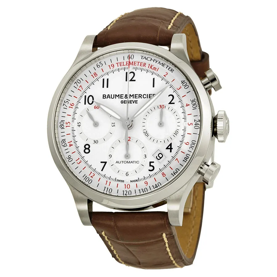 Baume and Mercier Capeland Chronograph White Dial Men's Watch 10082 A10082