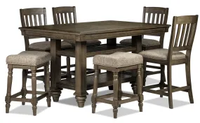 Bilboa 7-Piece Counter Height Dining Set with 2 Counter Backless Stools - Roasted Oak