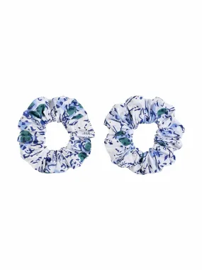 Blue Floral Hair Scrunchies