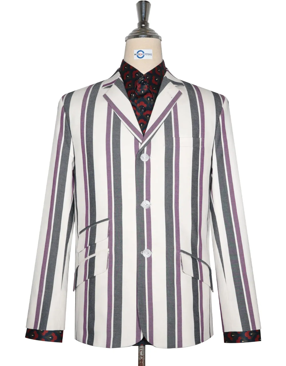 Boating Blazer - Purple and Black Striped Blazer