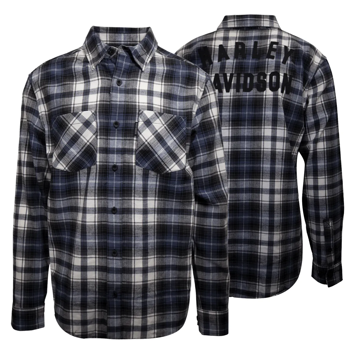 Branded  Men's Blue White Black Plaid L/S Woven Shirt (S02)