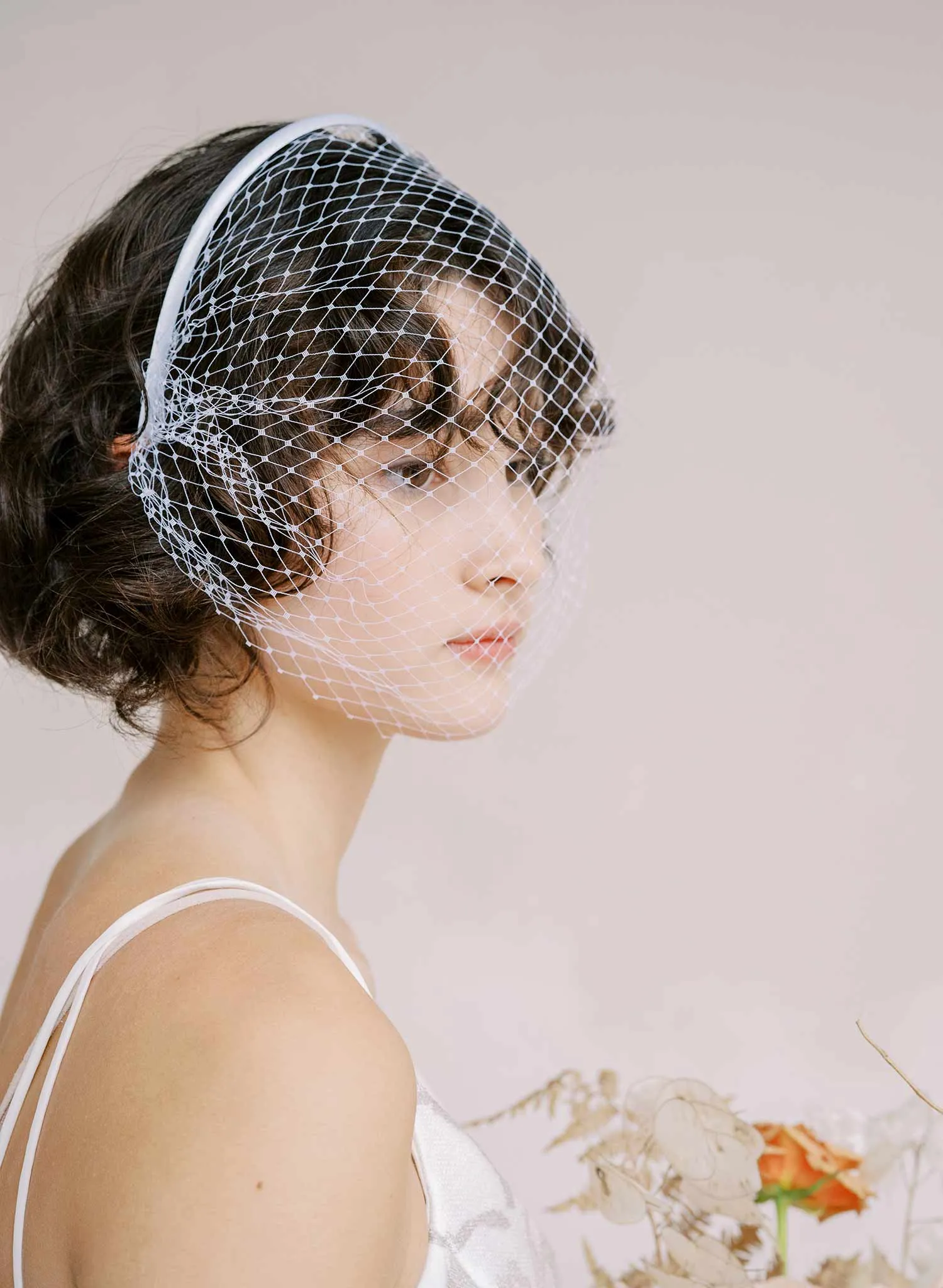 Bridal birdcage headband veil, plain - Style #2350