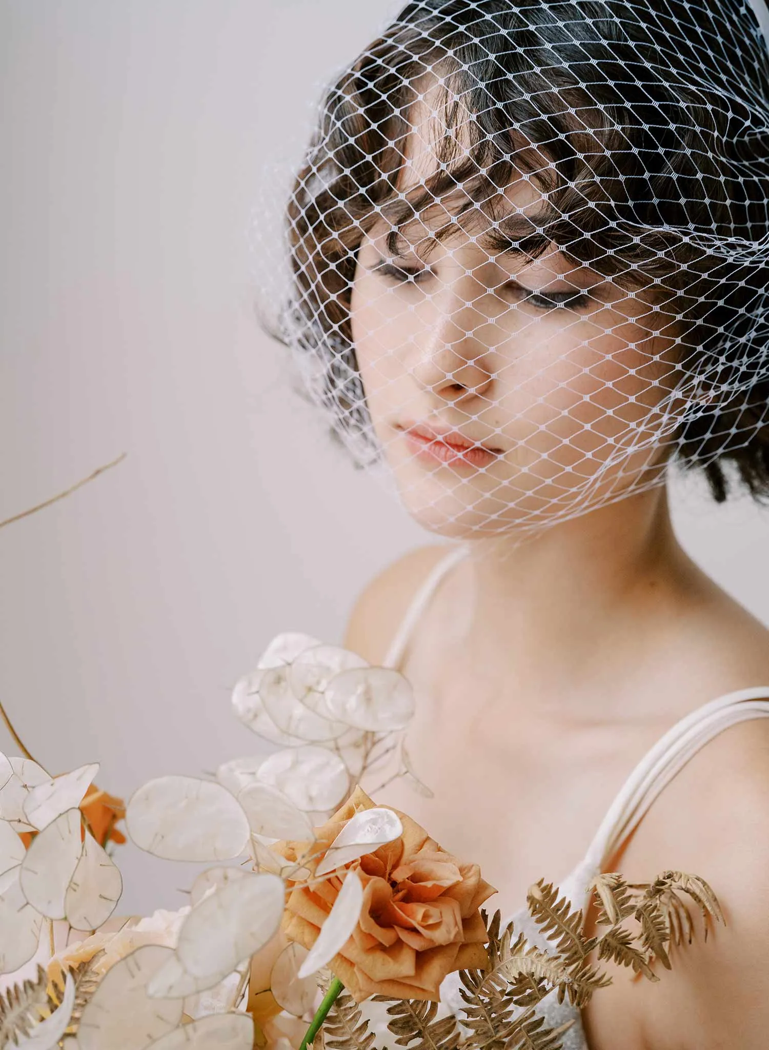 Bridal birdcage headband veil, plain - Style #2350