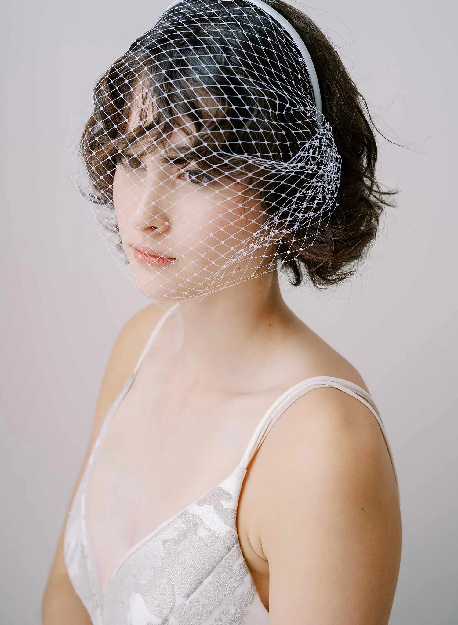 Bridal birdcage headband veil, plain - Style #2350