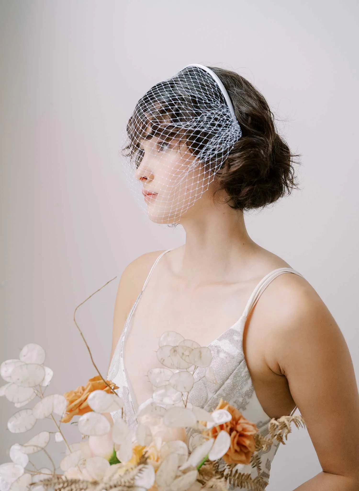 Bridal birdcage headband veil, plain - Style #2350