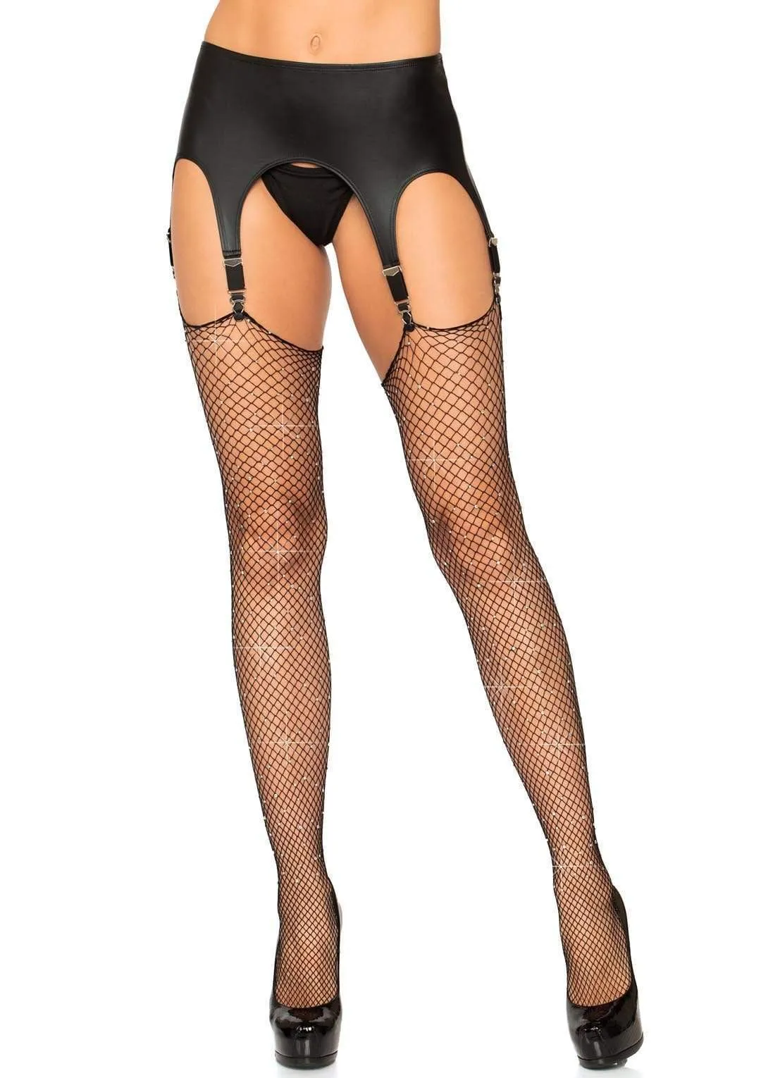 Brielle Rhinestone Fishnet Stockings