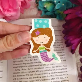 Brunette Mermaid Magnetic Bookmark