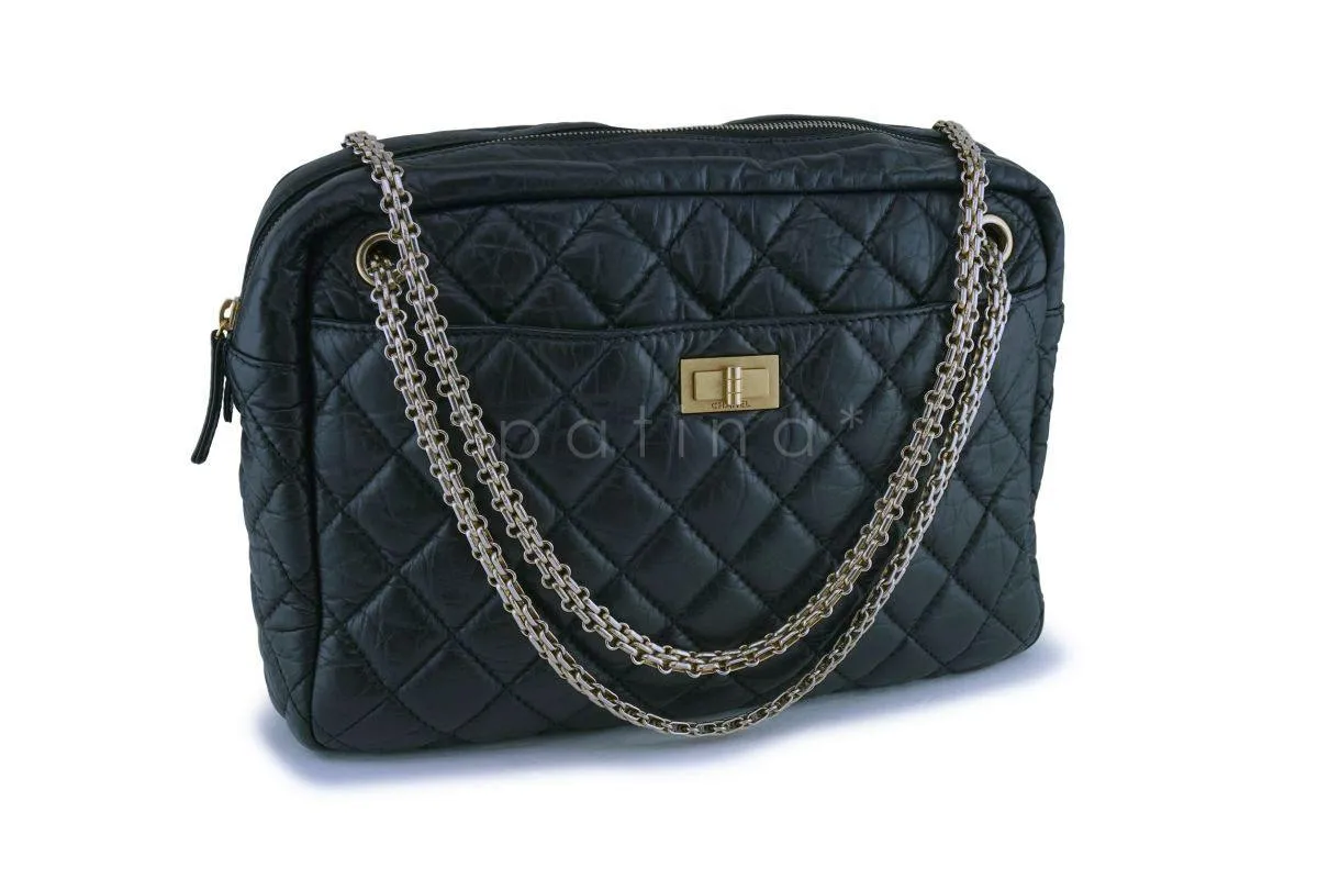 Chanel Black Aged Calfskin Classic Reissue Camera Case Bag GHW