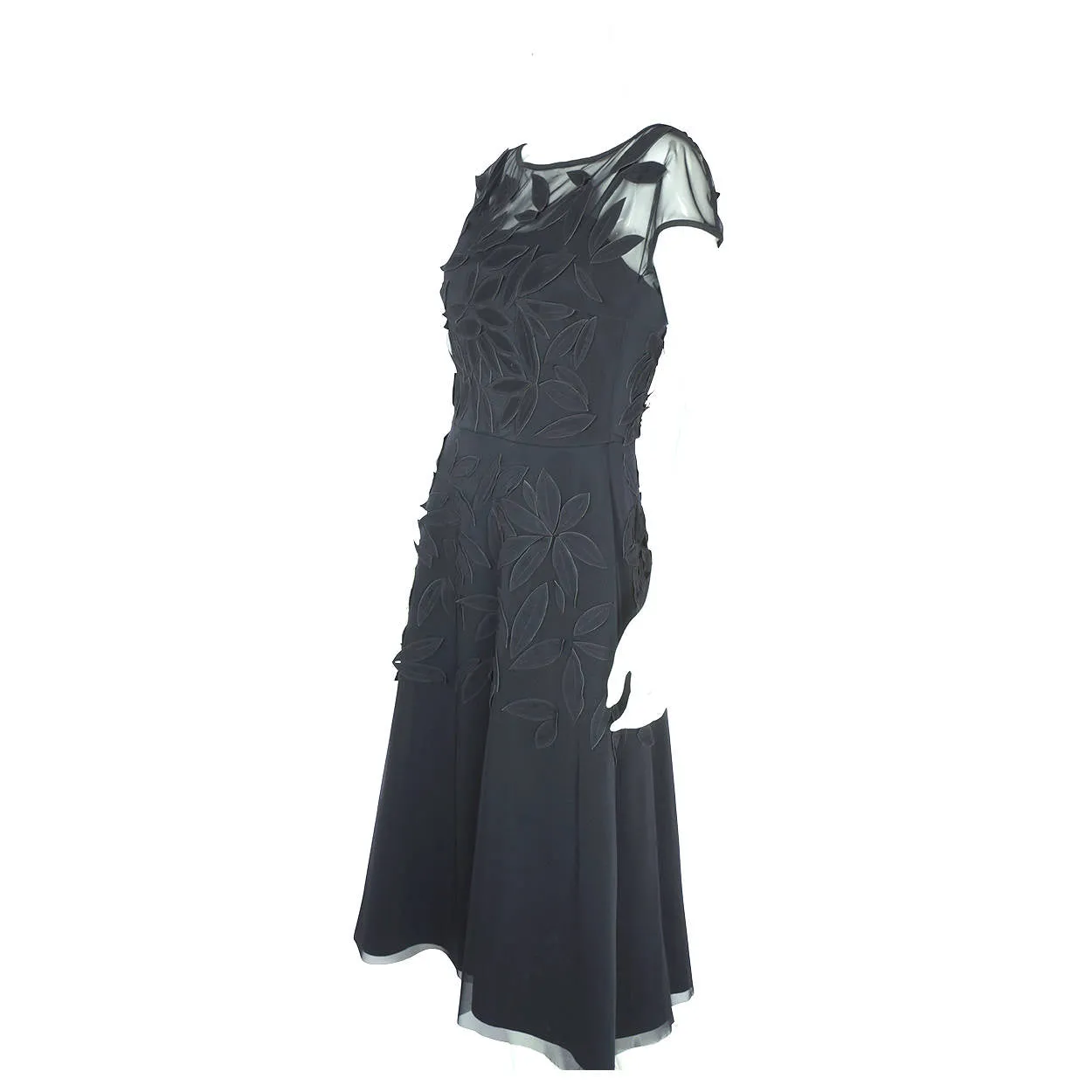 Chiara Boni Dress La Petite Robe Couture Black with Leaf Applique Size M L