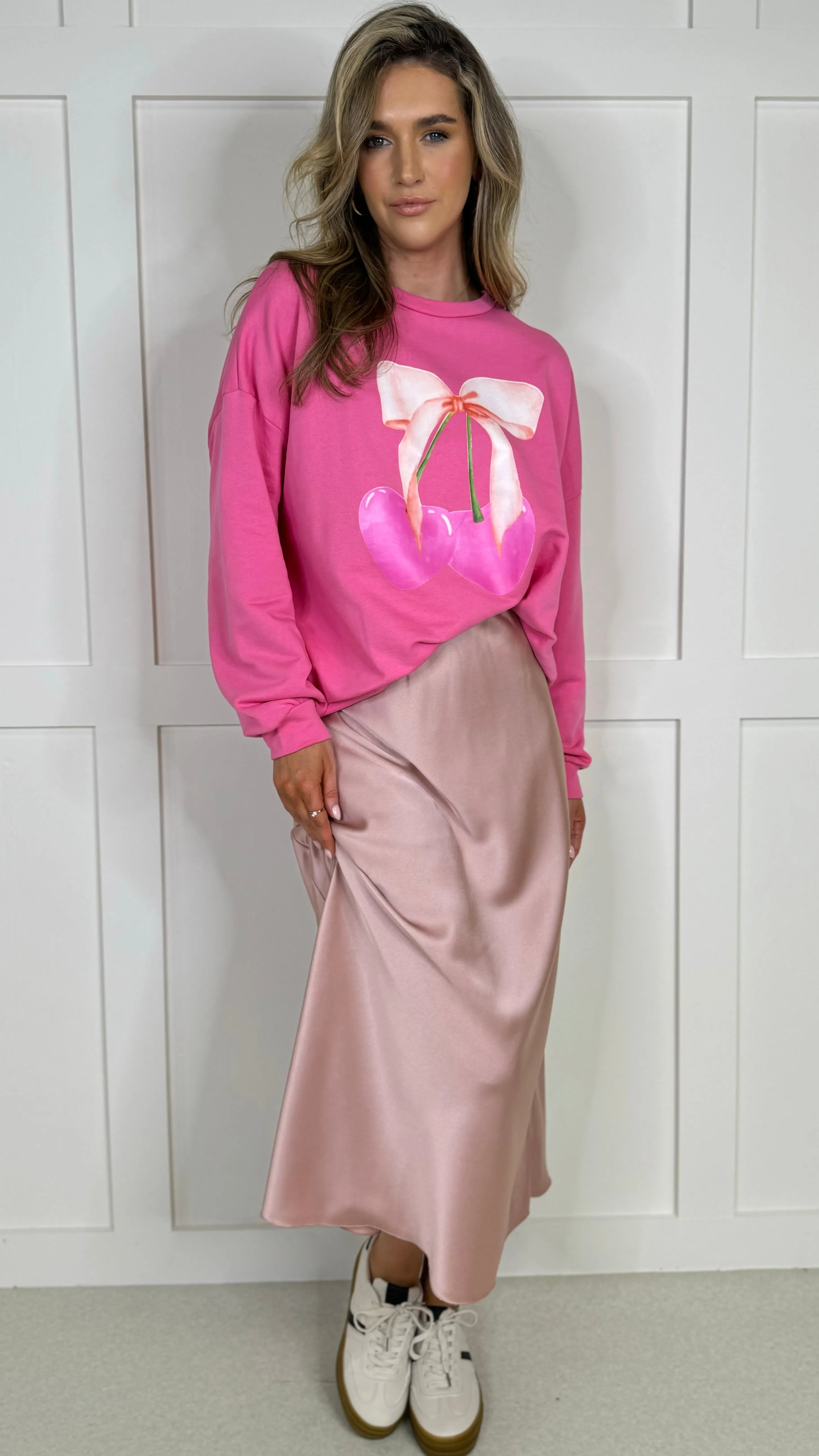 Christabel Pink Cherry Printed Sweatshirt