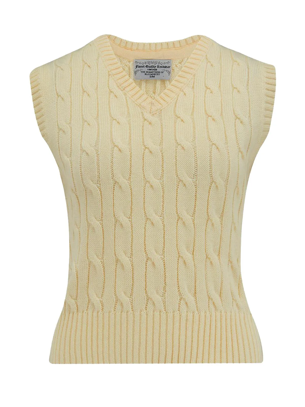 Cream Vintage Style Cable Knit Tank Top