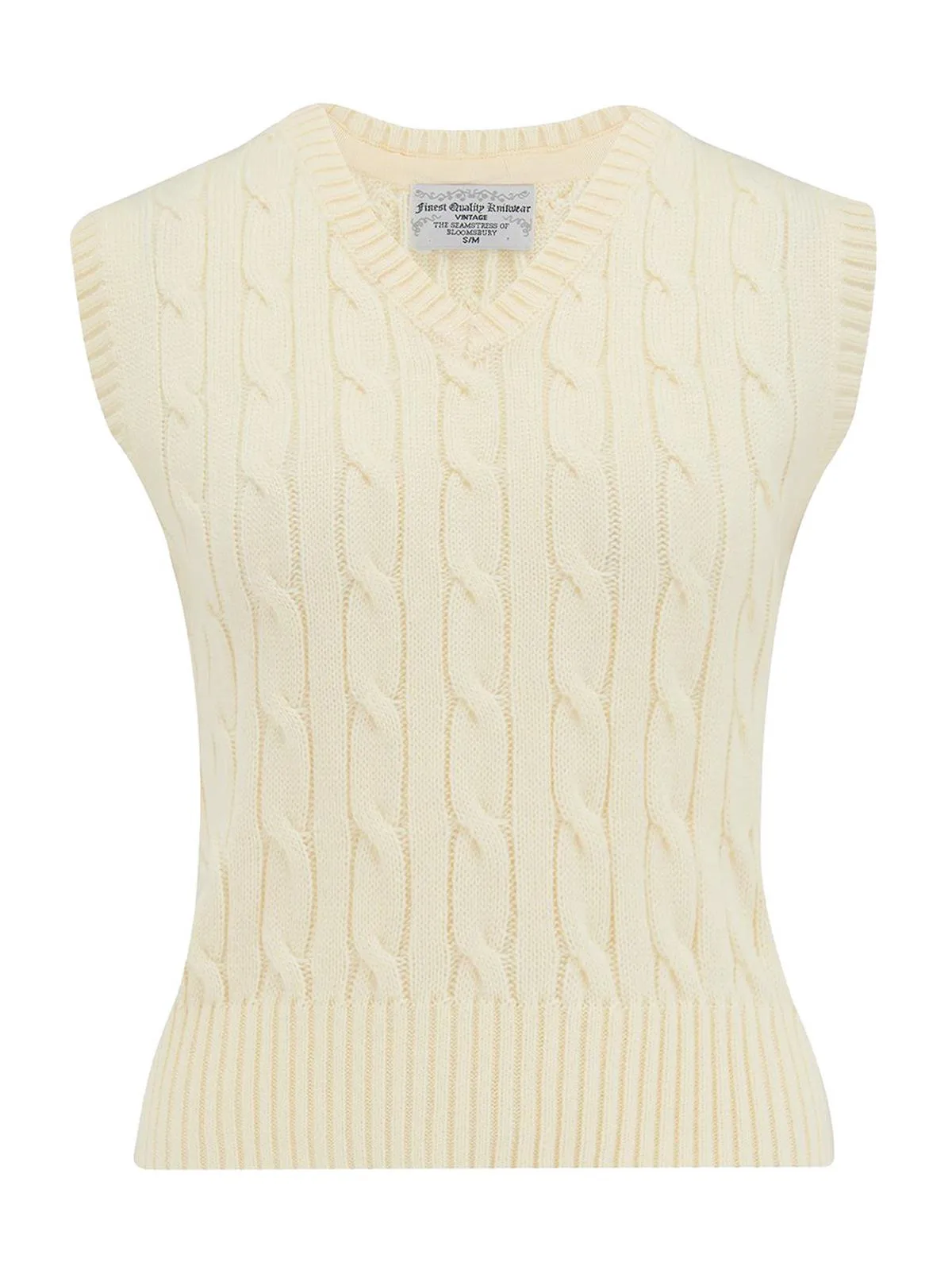 Cream Vintage Style Cable Knit Tank Top