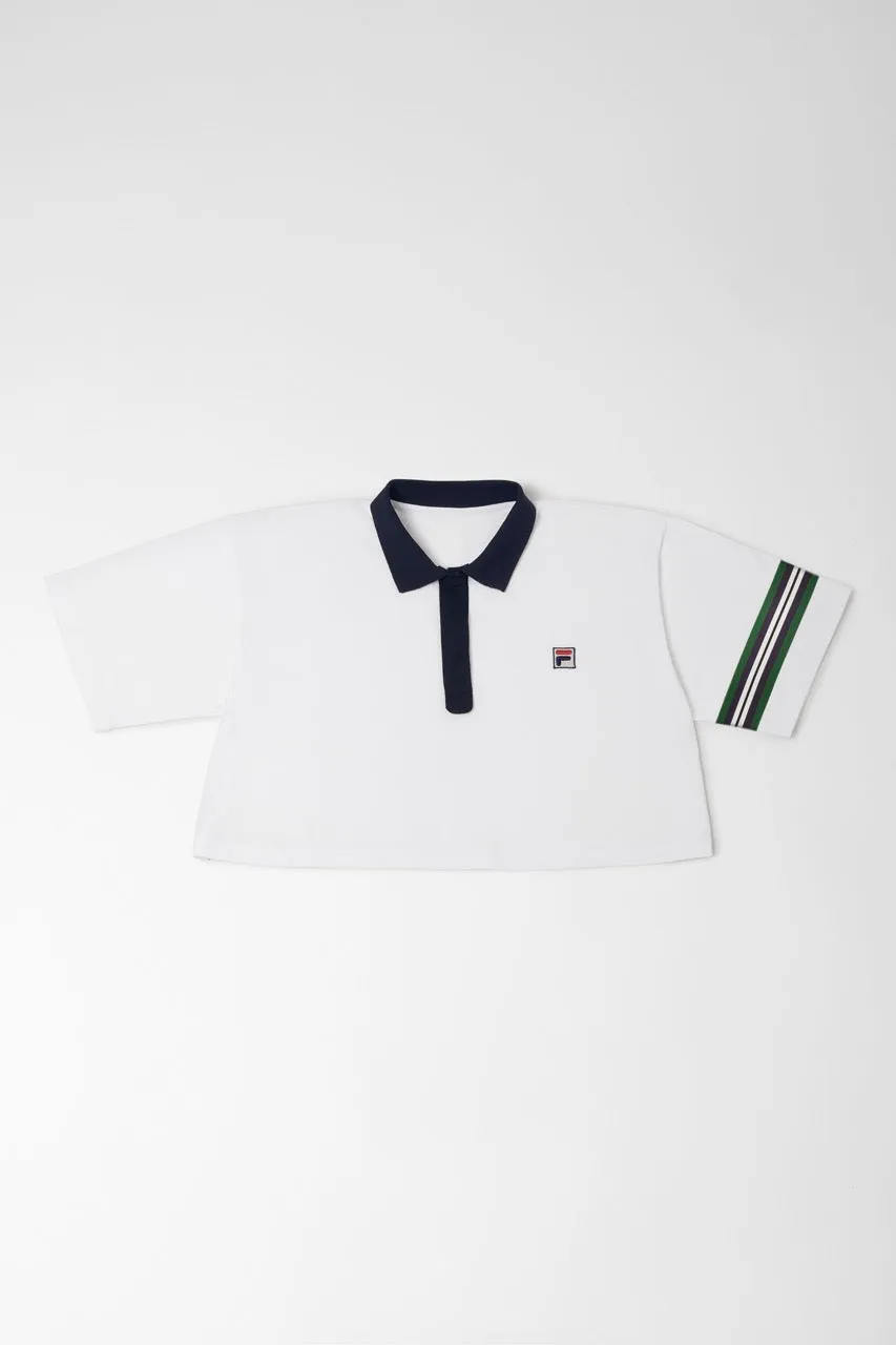 Cropped Flared Polo With Contrast Collar