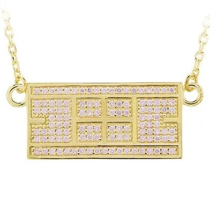 CZ Tennis Court Necklace Medium 14kt gp