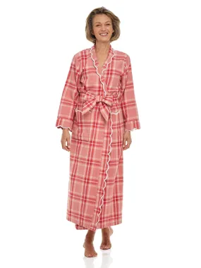 Elegant Red Flannel Plaid Classic Robe