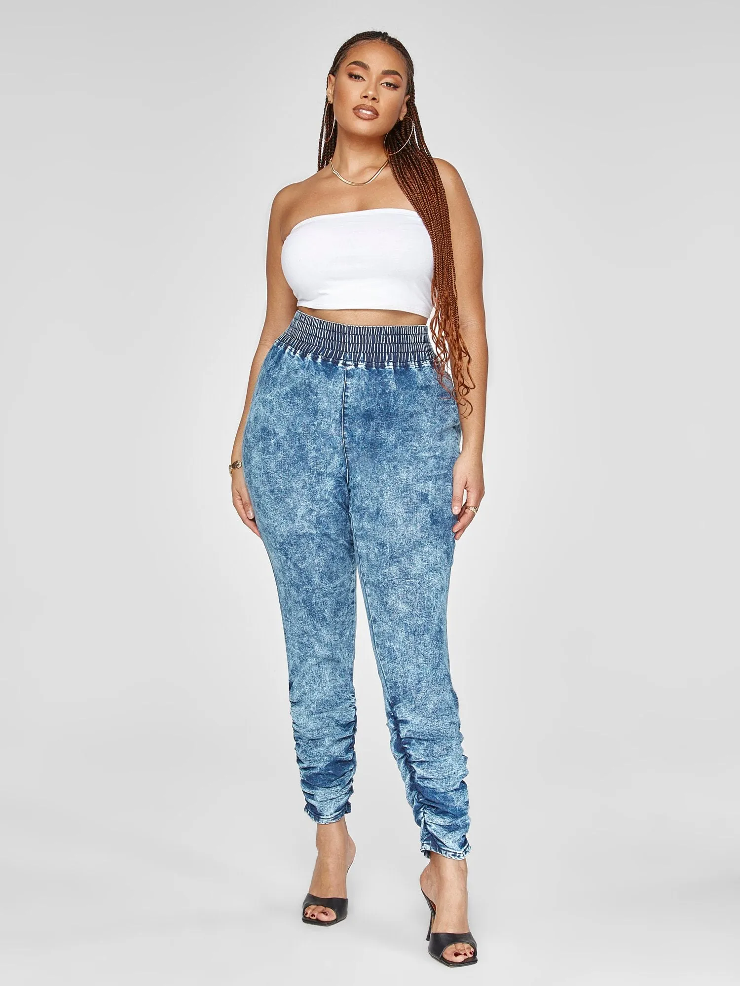 Elissa High Rise Pull-On Acid Wash Jeans