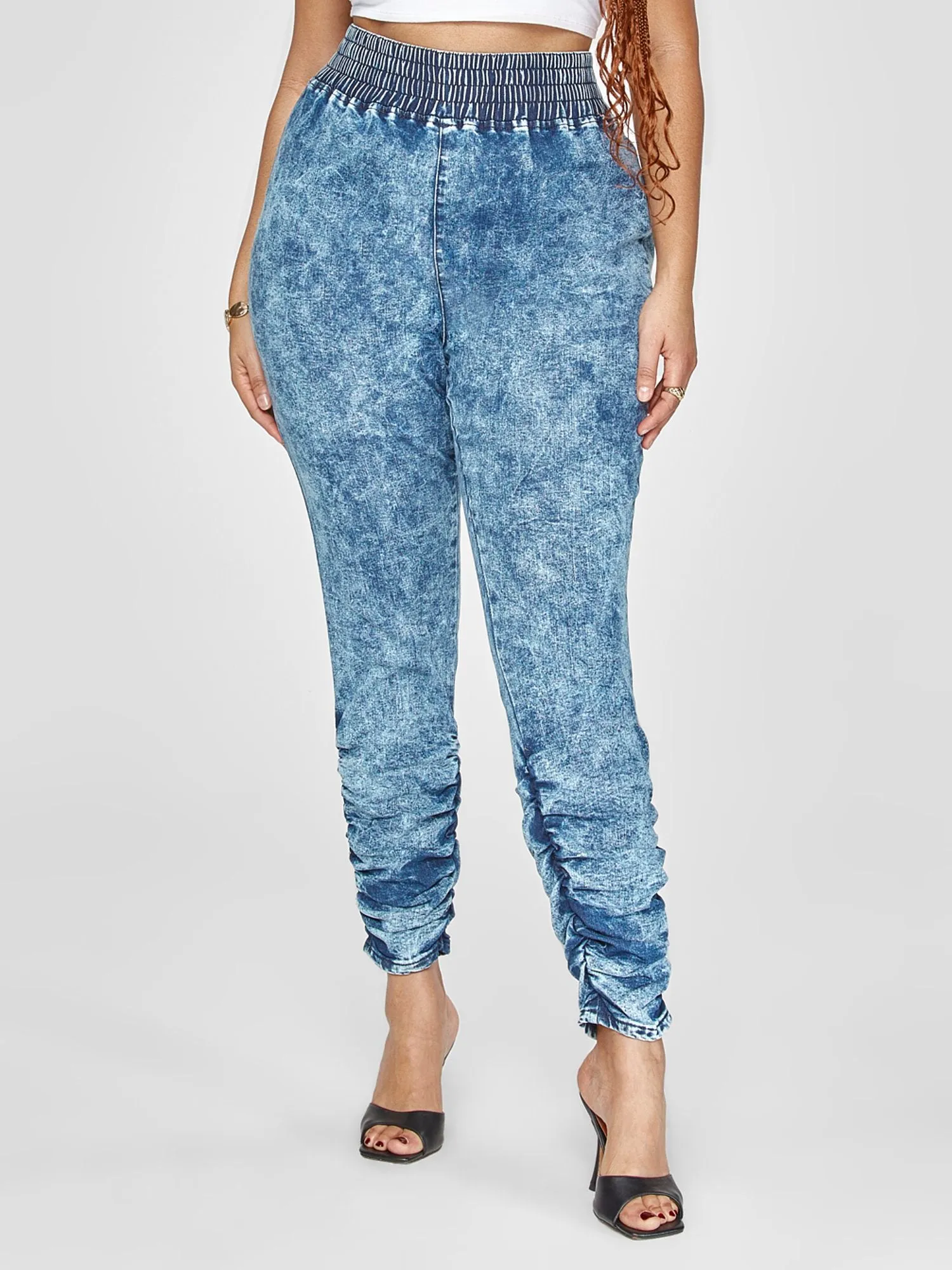 Elissa High Rise Pull-On Acid Wash Jeans