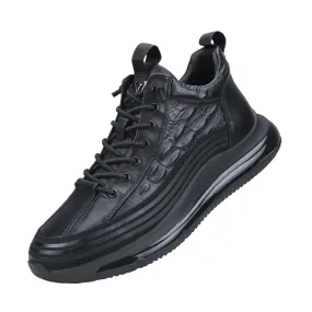 Embossed Croc Texture Platform Sneakers For Men