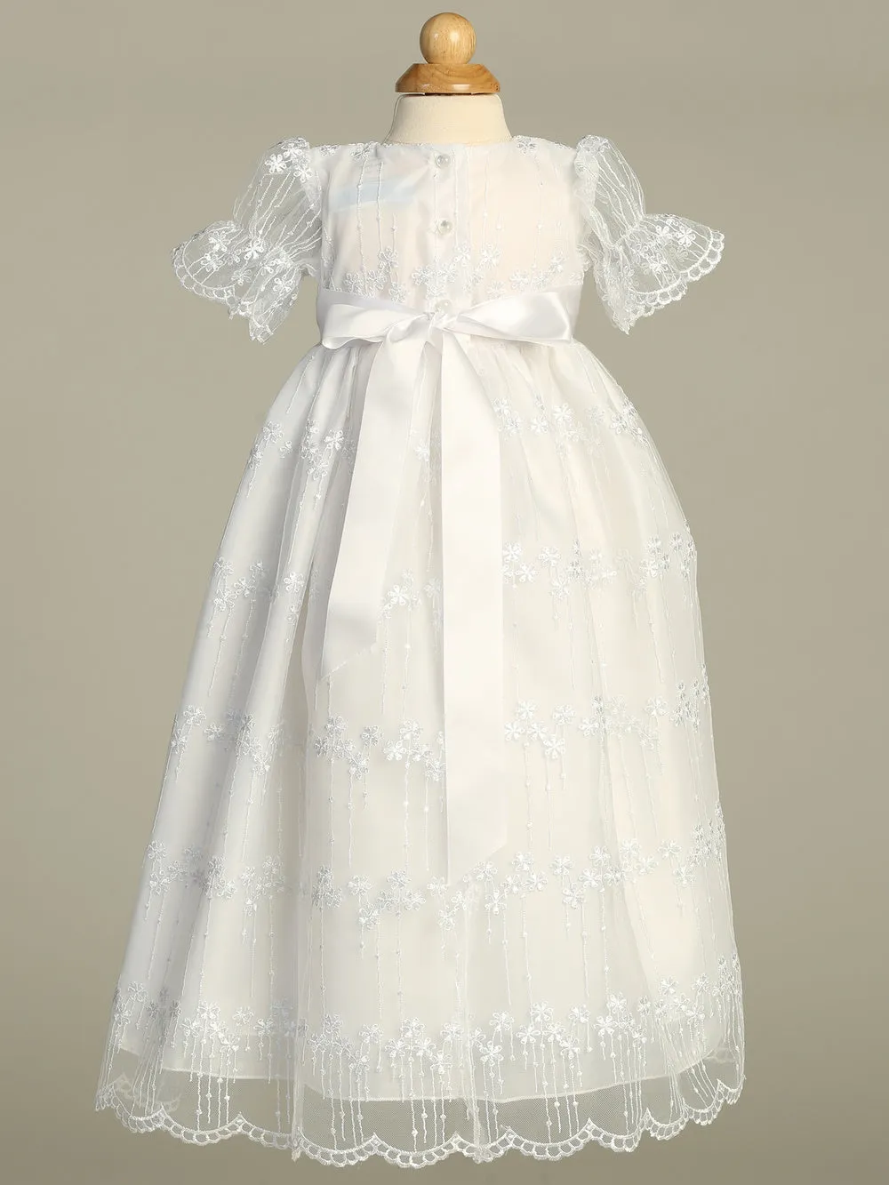 Girls White Christening & Baptism Gown - Camila