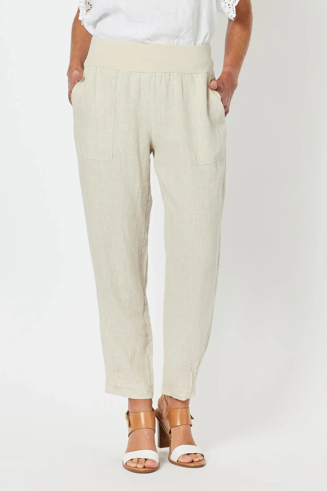 Gordon Smith Collection - 19393 Sarah Rib Waist Linen Pant