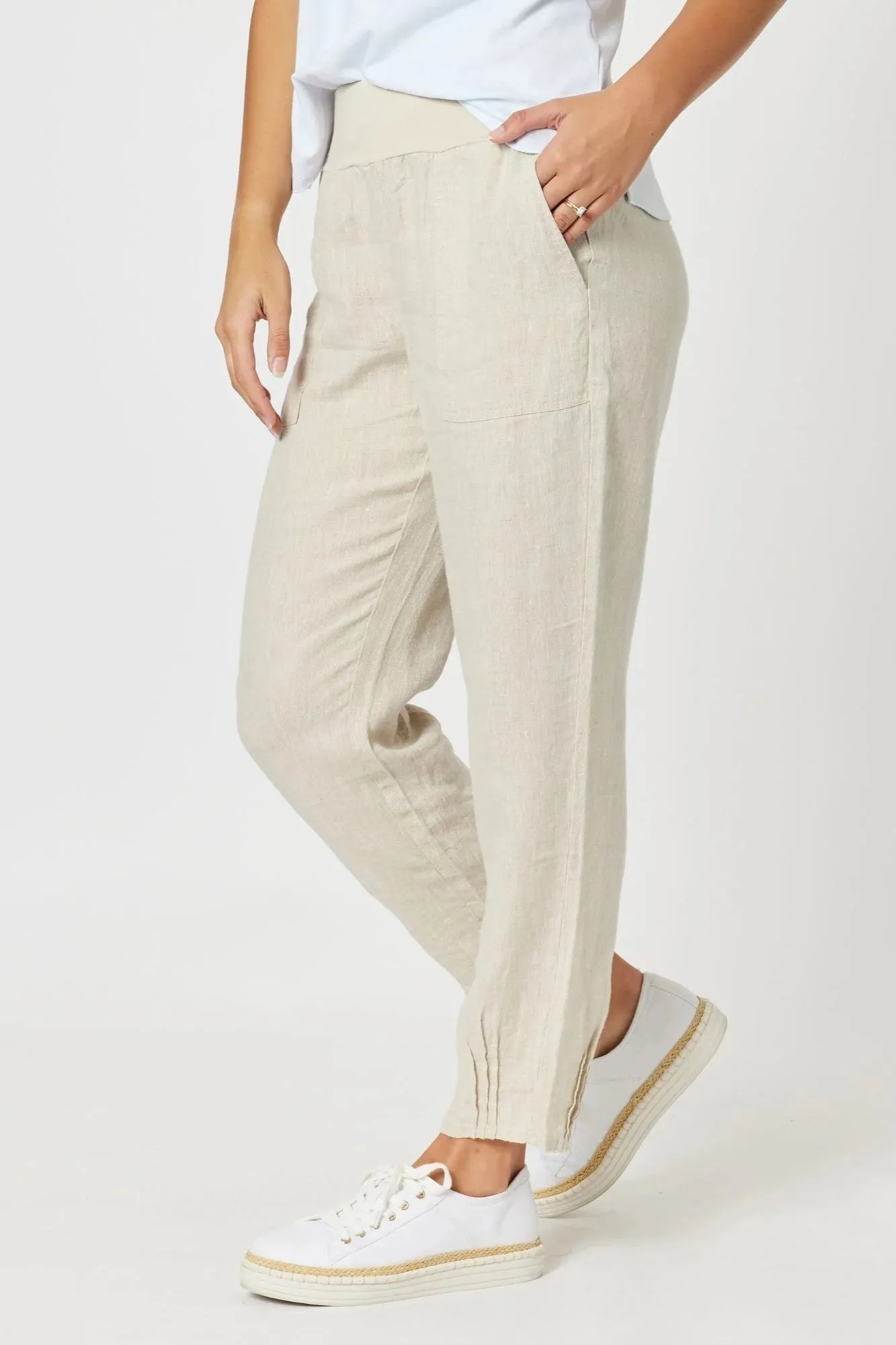 Gordon Smith Collection - 19393 Sarah Rib Waist Linen Pant