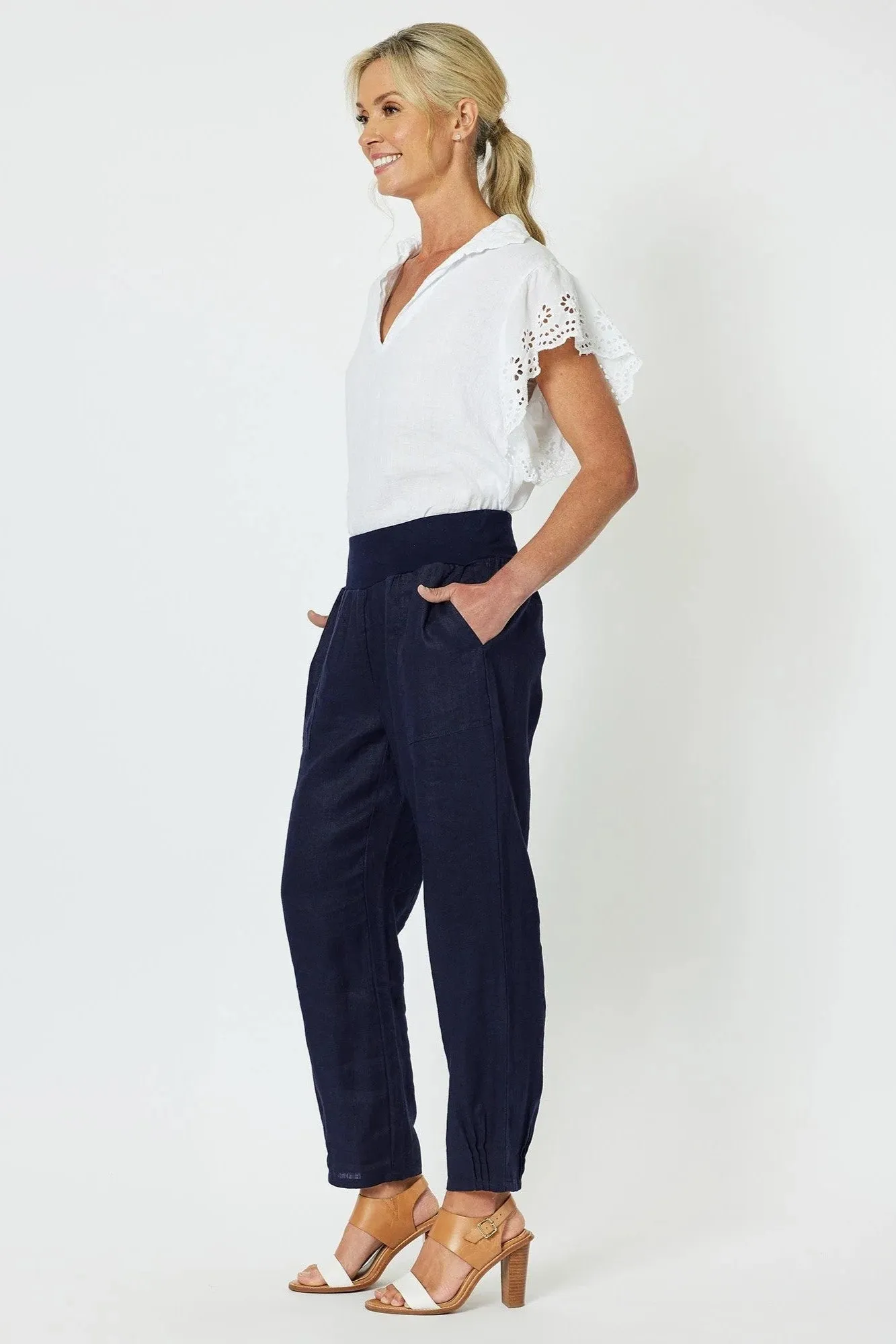 Gordon Smith Collection - 19393 Sarah Rib Waist Linen Pant