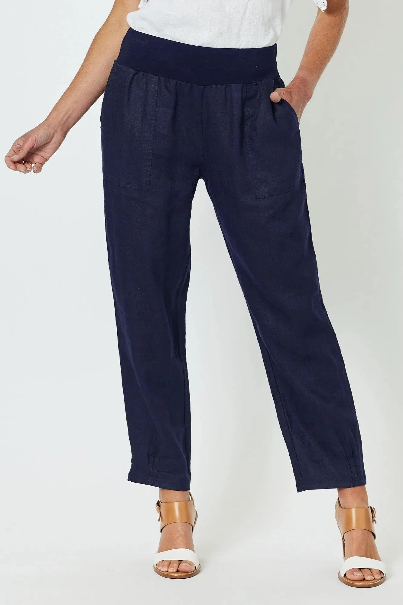 Gordon Smith Collection - 19393 Sarah Rib Waist Linen Pant