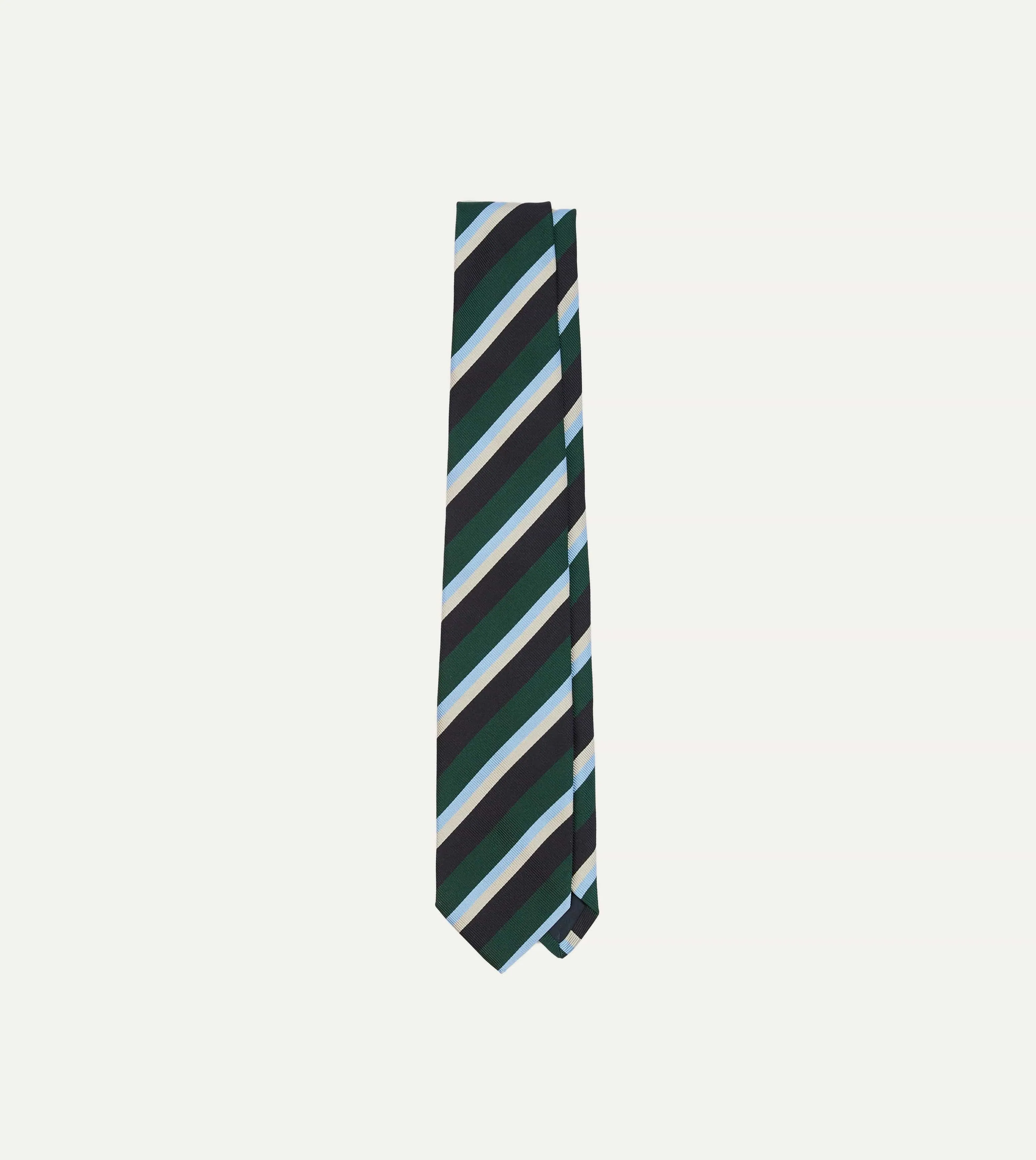 Green, Blue and White Multi Stripe Mogador Silk Tipped Tie