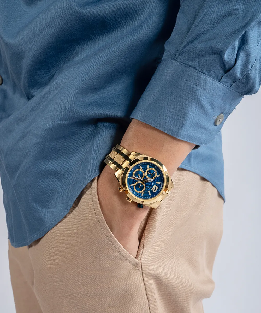 GUESS Mens Gold Tone Multi-function Watch