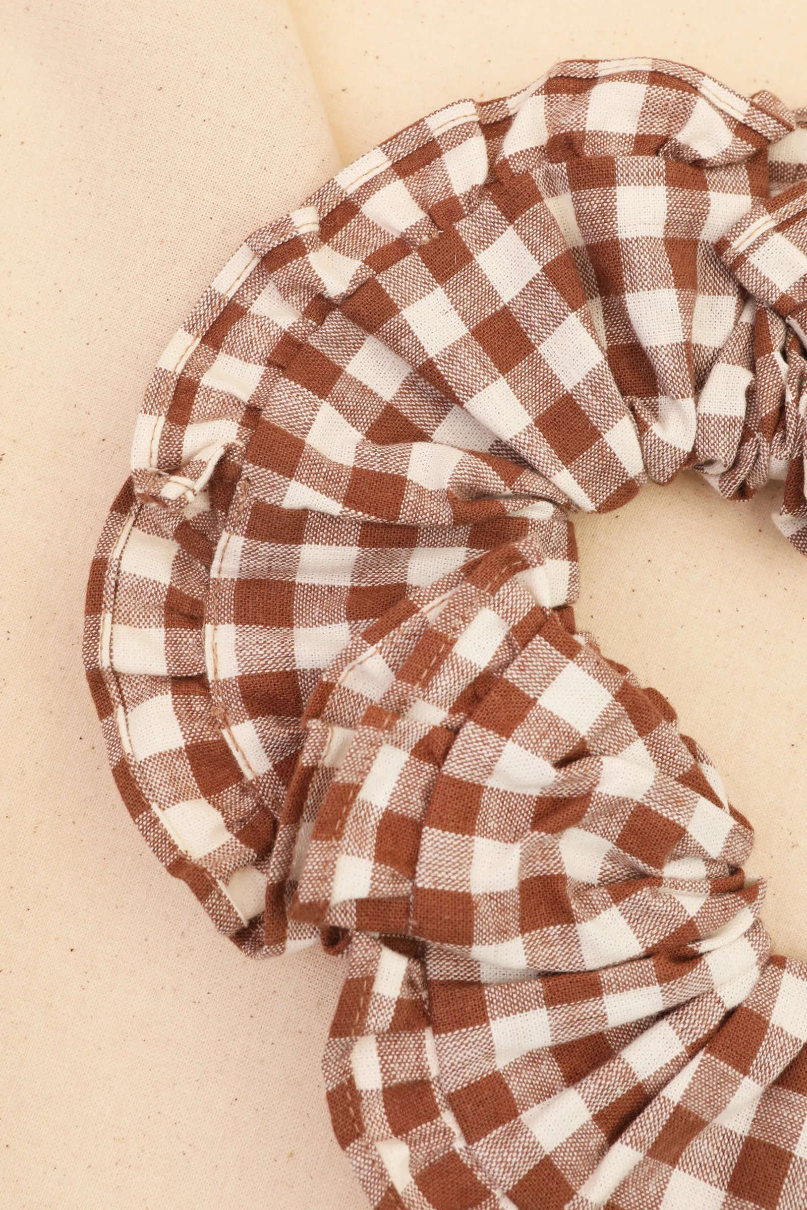 Hair Scrunchie Brown Gingham