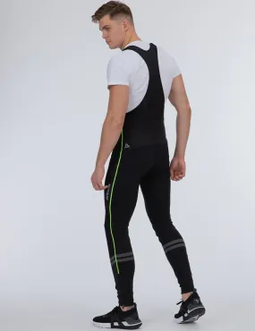 Herren Winter Fahrradhose Lang Trägerhose Pro Line II Schwarz-Neon