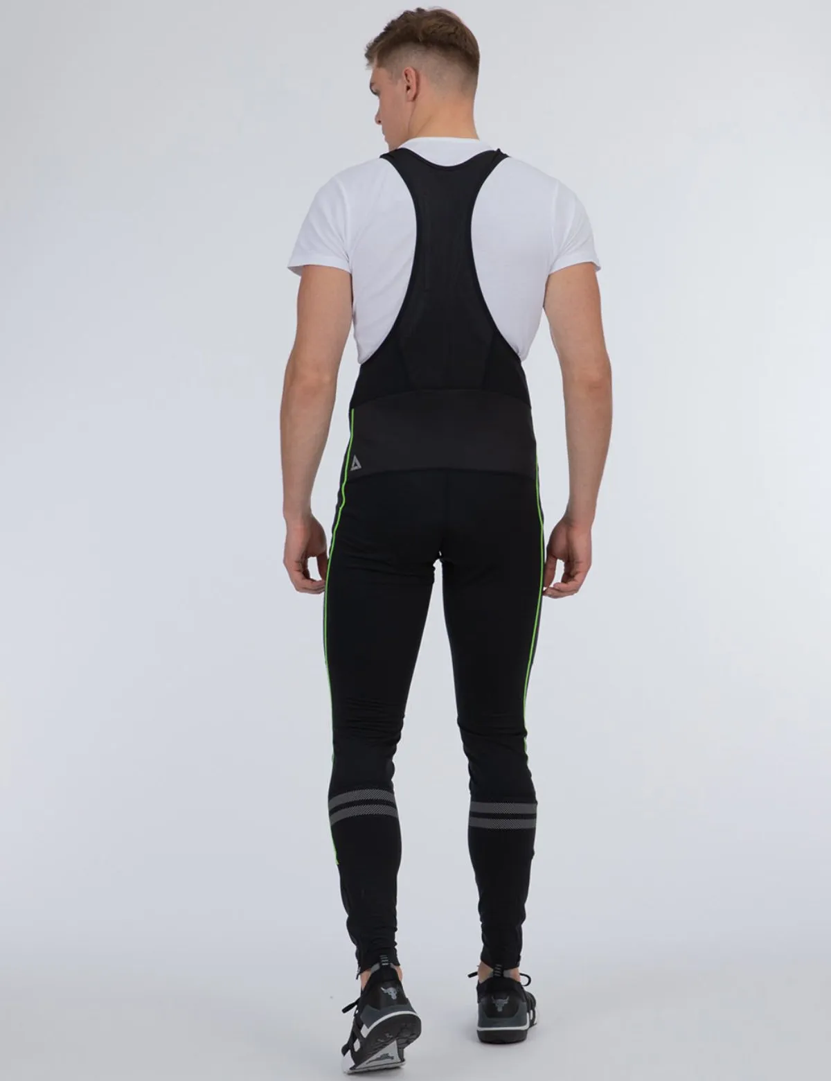 Herren Winter Fahrradhose Lang Trägerhose Pro Line II Schwarz-Neon